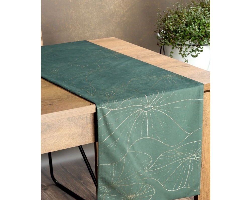 Behúň na stôl Blink 18, zelenomodrý s lesklým vzorom